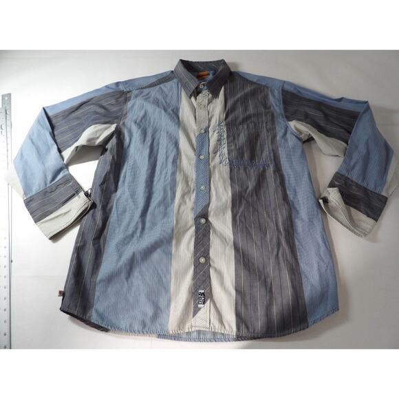 Mecca Since Day One Shirt Mens XL Western Stripes Blue Collar Button Down - Picture 2 of 13